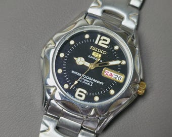 Seiko 5 Sports Automatic 7S36-00M0 Black Dial 38mm Men's Watch