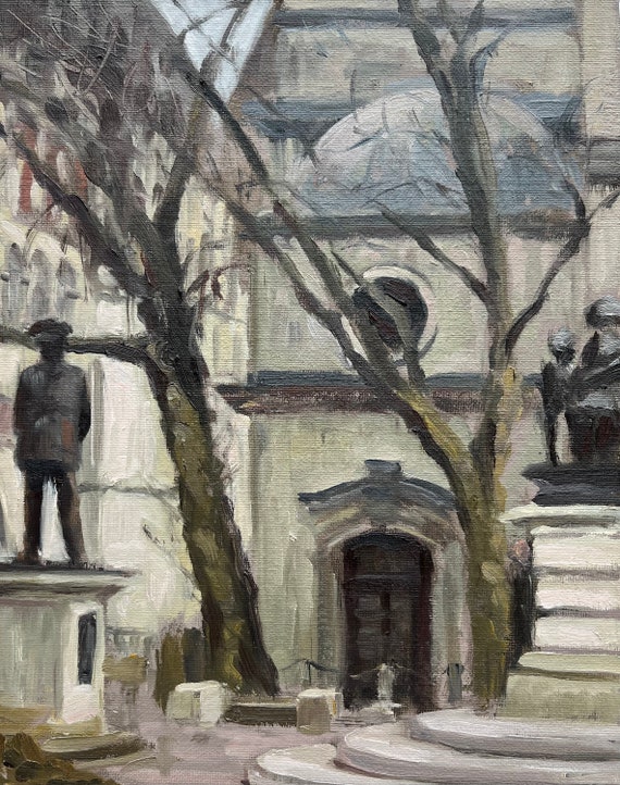 Original fine art oil painting London landscape 'St Clement Danes' by British artist Sheri Gee plein air London historic church