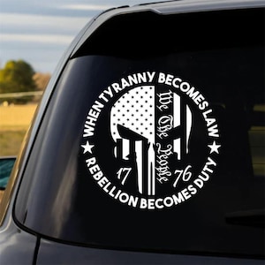 We The People Decal: Distressed American Flag Skull - Patriotic Car/Truck Sticker