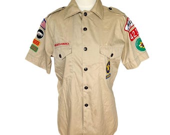 Vtg 80s Boy Scouts America Official Patrol Leader Shirt S Patches Uniform *READ*