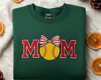 Embroidered Softball Mom Sweatshirt, Sports Mama Sweater, Baseball Game Day Crewneck, Gift for Mom