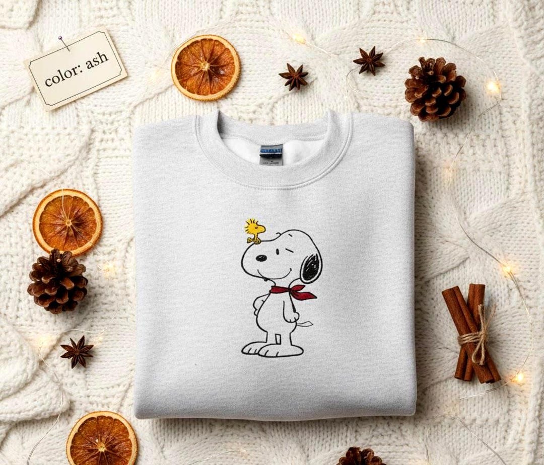 Snoopy and Woodstock Sweatshirt, Peanuts Cartoon Crewneck, Christmas ...
