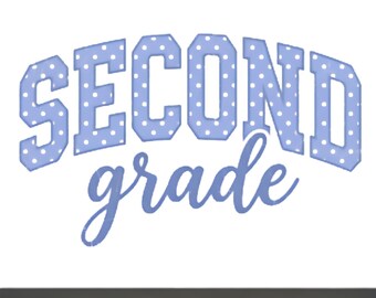 Second Grade PNG SVG | Blue Polka Dots Teacher Sublimation Design | 2nd Grade Back to School Cricut File | Digital Download png