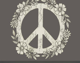 Retro Boho Floral Shirt | Peace Sign Vintage Tee | Oversized Comfort Colors T-Shirt | Hippie Flower Power Top | Unisex Groovy Clothes png