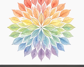 Floral Mandala Shirt | Watercolor Leaves Yoga Tee | Boho Botanical T-Shirt | Mindful Nature Lover Gift png
