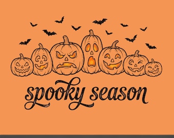 Spooky Season Shirt | Vintage Halloween Ghost T-Shirt | Pumpkin Bat Graphic Tee | Cute Spooky Gift Top png