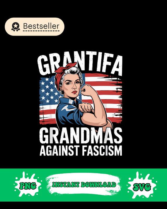 Grantifa Grandmas Against Fascism Flag Resist No Kings png