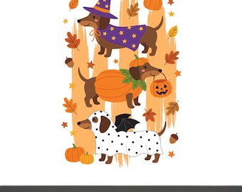 Spooky Dachshund PNG | Cute Halloween Wiener Dog Clipart | Fall Doxie Shirt Design | Autumn Pet Sublimation File png
