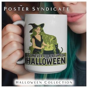 Wicked Awesome Green Witch Mug, Black Cat Coffee Cup, Cauldron Drinkware, Halloween Decor, Gothic Fall Present
