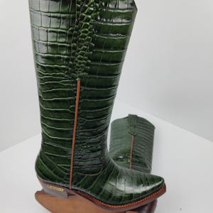 Personalized Handmade Green Python Leather Cowboy Boots • Custom Name ...