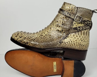 Personalized Handmade Python Leather Ankle Boots • Custom Exotic Western Style