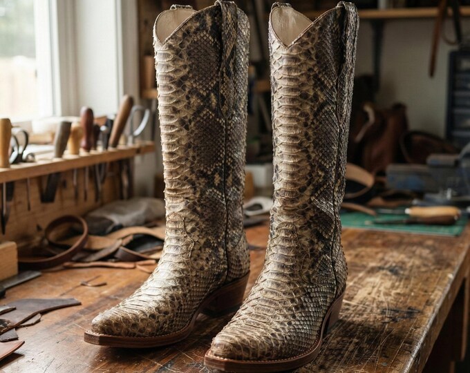Tony Lama Boots, Vintage Cowboy Boots, 4 1/2B Women, Gray Snakeskin ...