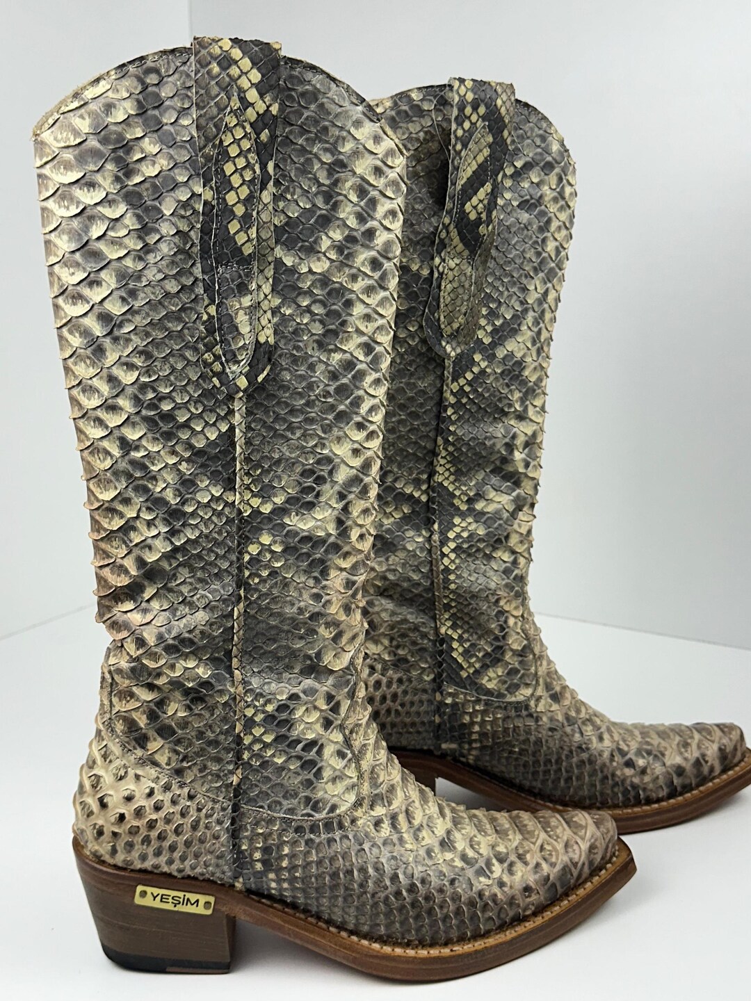 Handmade Python Cowboy Boots: Exotic Snakeskin Western Cowgirl Boots - Etsy