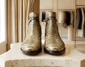 Personalized Handmade Python Leather Ankle Boots • Custom Exotic Western Style