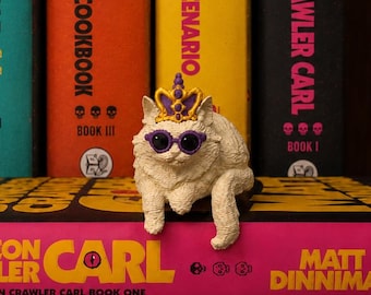 Princess Donut Figure, Dungeon Crawler Carl Inspired Bookshelf Decor, 3D Printed Bookish Cat, LitRPG Fantasy Shelf Display