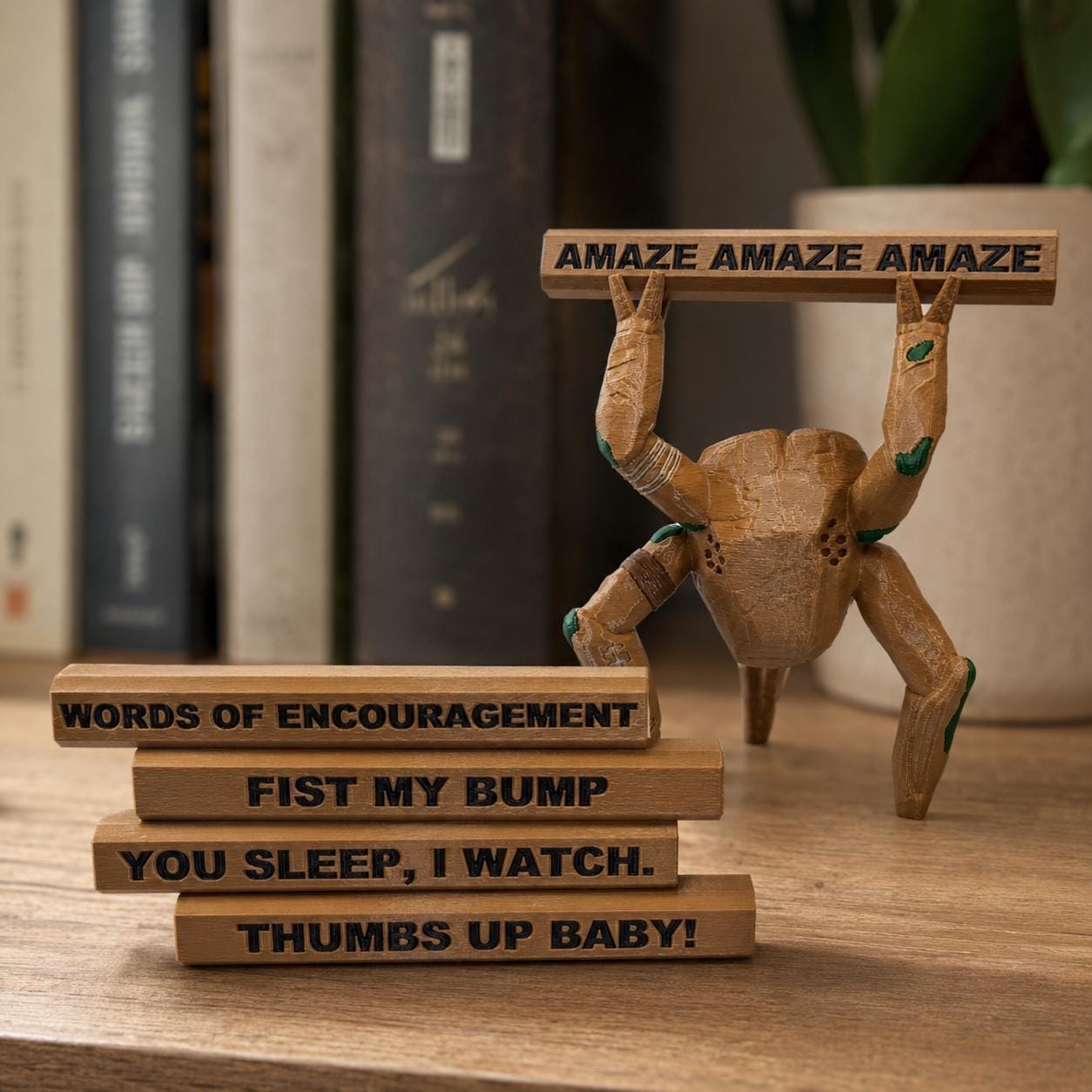 Listing photo: Project Hail Mary Rocky Figure, Rocky with Quote Sign, 3D Printed Sci Fi Desk Decor, Book Lover Gift, Space Fan Collectible
