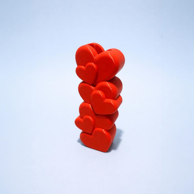 Heart Stack Valentine Vase – 3D-Printed Red Modern Bud Vase (14.5 cm) • Cute Romantic Gift • Desk/Home Decor bild 3