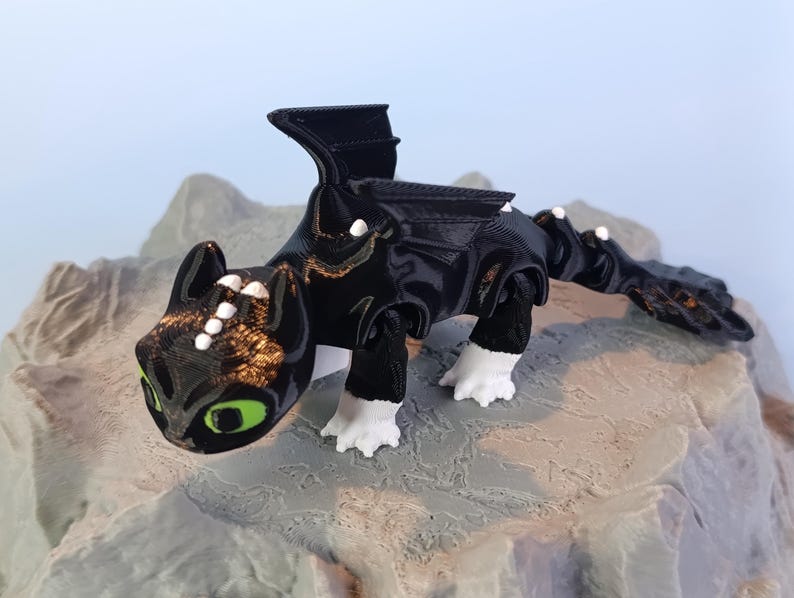 Toothless, Light Fury & Baby Dragons (Dart, Pouncer, Ruffrunner) – Articulated 3D Printed HTTYD Figures | Family Bundle or Singles imagen 11