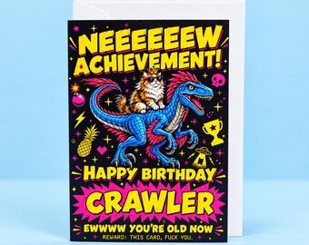 Dungeon Crawler Carl Birthday Card, Princess Donut & Mongo Card, LitRPG Book Lover Gift, Funny Achievement Birthday Card
