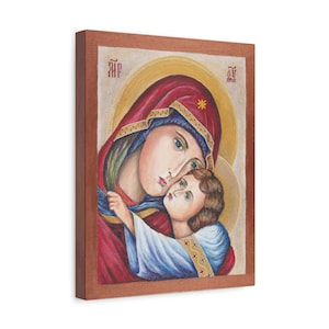 Mary and Child Print on Canvas, Religious Home Decor