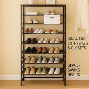 Metal 8 Tier Shoe Rack For 32 Pairs | Shoe Organizer | Large Shoe Rack | Entryway Shoe Rack | Tall Shoe Rack | Closet Shoe Rack | Home Decor