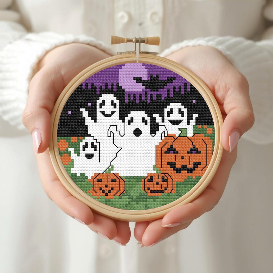 Ghosts and Pumpkins Halloween Cross Stitch Pattern (PDF Instant ...