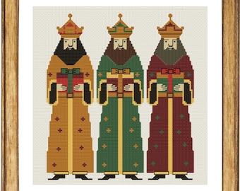 Three Kings Cross Stitch Pattern: Wise Men Christmas Design Instant Download PDF