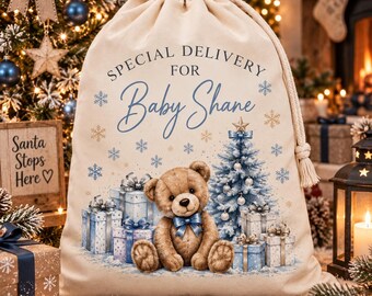 Personalised Christmas Santa Sack 50cm x 70cm, Custom Name Xmas Gift Bag, Multiple Styles, Kids Christmas Eve Sack