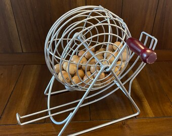 Vintage Bingo Cage with Wooden Balls I Antique Decor I Family Games I Rustic Decor I Primitive Decor I Old Time Photo Props