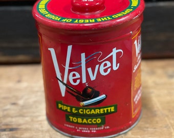Vintage Velvet Pipe and Cigarette Tobacco Tin | Antique Tin | Shabby Chic Decor