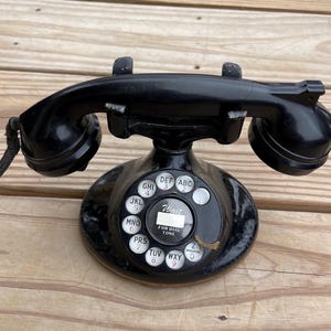 Vintage Black Rotary Desk Telephone Wait for Dial Tone