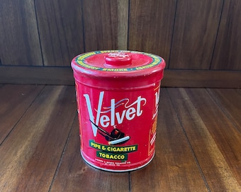 Vintage Velvet Pipe and Cigarette Tobacco Tin | Antique Tin | Shabby Chic Decor