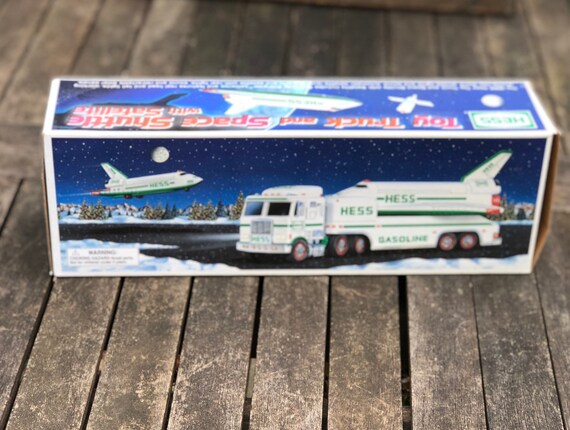 hess toy truck and space shuttle with satellite