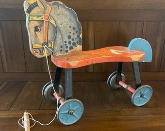 Vintage Ride Along/Pull Along Horse | Childrens Room Decor