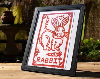 Lucky Rabbit 9x11" Framed Block Print