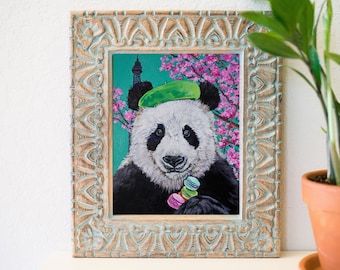 8 x 10 Fancy Panda cow, Parisian art, pretty panda art, Panda wall art, animal art decor ideas , cute panda