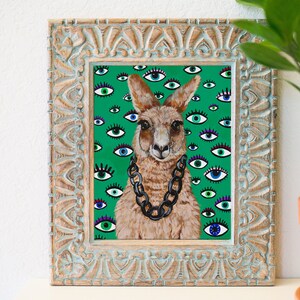 8 x 10 funky kangaroo art print, kangaroo artwork, eye art decor, eclectic decor, eye aesthetic