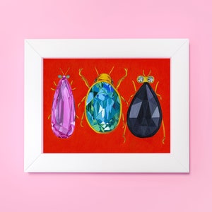 8 x 10 Fancy jewel art, Funky beetle art, beetle jewel, bug decor ideas , eclectic art ideas, bug art image 4