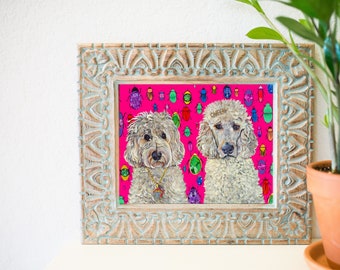 8 x 10 Fancy goldendoodle art, Funky poodle art, goldendoodles, unique dog art , eclectic art ideas, rocker dogs