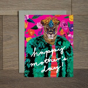 Tarjeta del Día de la Madre del León, tarjeta de mamá, tarjeta de mamá fabulosa, Feliz Día de la Madre, Tarjeta de mamá con estilo, Tarjeta de día de la madre bonita
