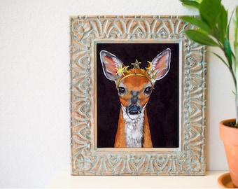 Fawn art print, fawn wall decor, celestial fawn art, acrylic baby deer painting, fawn home decor, eclectic home decor, celestial vibes