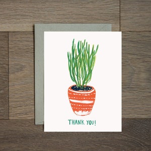 Merci cactus carte-botanique - plante d’intérieur - succulentes - peint à la main