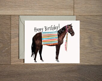 Birthday card - horse birthday card - bohemian greeting card - horse gift