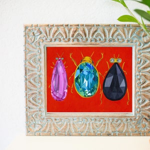 8 x 10 Fancy jewel art, Funky beetle art, beetle jewel, bug decor ideas , eclectic art ideas, bug art image 2