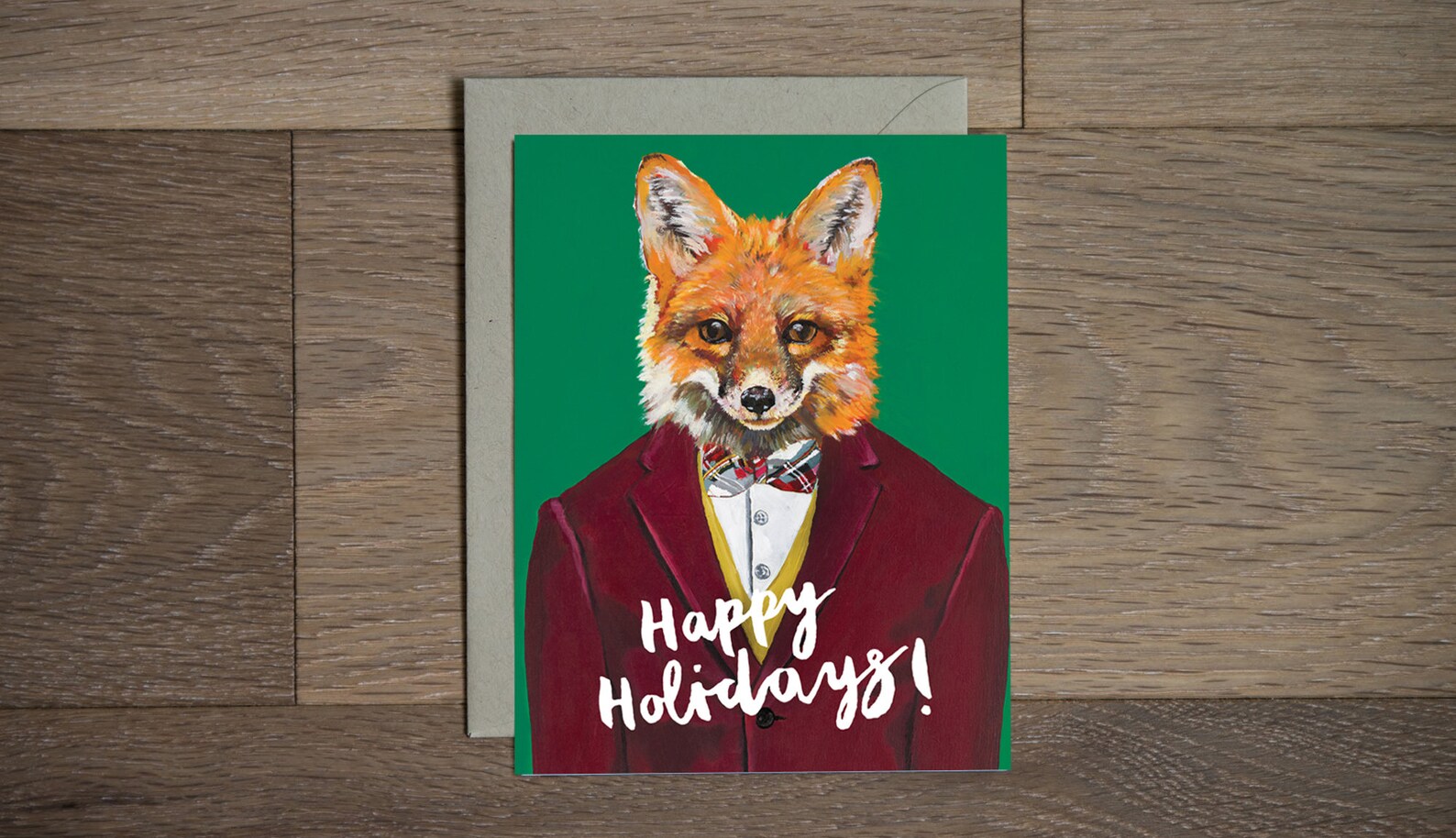 Dapper Fox Holiday Card Happy Holidays Greeting Card Holiday Etsy