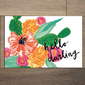 Jeu de carte postale au sud-ouest floral - 8 pack-cactus peinture