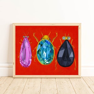 8 x 10 Fancy jewel art, Funky beetle art, beetle jewel, bug decor ideas , eclectic art ideas, bug art image 5