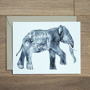 Cartão de agradecimento de elefante, cartão de agradecimento, papelaria de elefante, decoração de casa de elefante, cartão de elefante