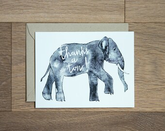 Elephant thank you card, thank you card, elephant stationery, elephant home decor, elephant card