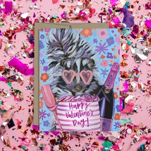 Love cards, Heart eyes, Cute Skunk Valentine's Card heart sunglasses funny skunk card valentines day card love Fancy Skunk image 2